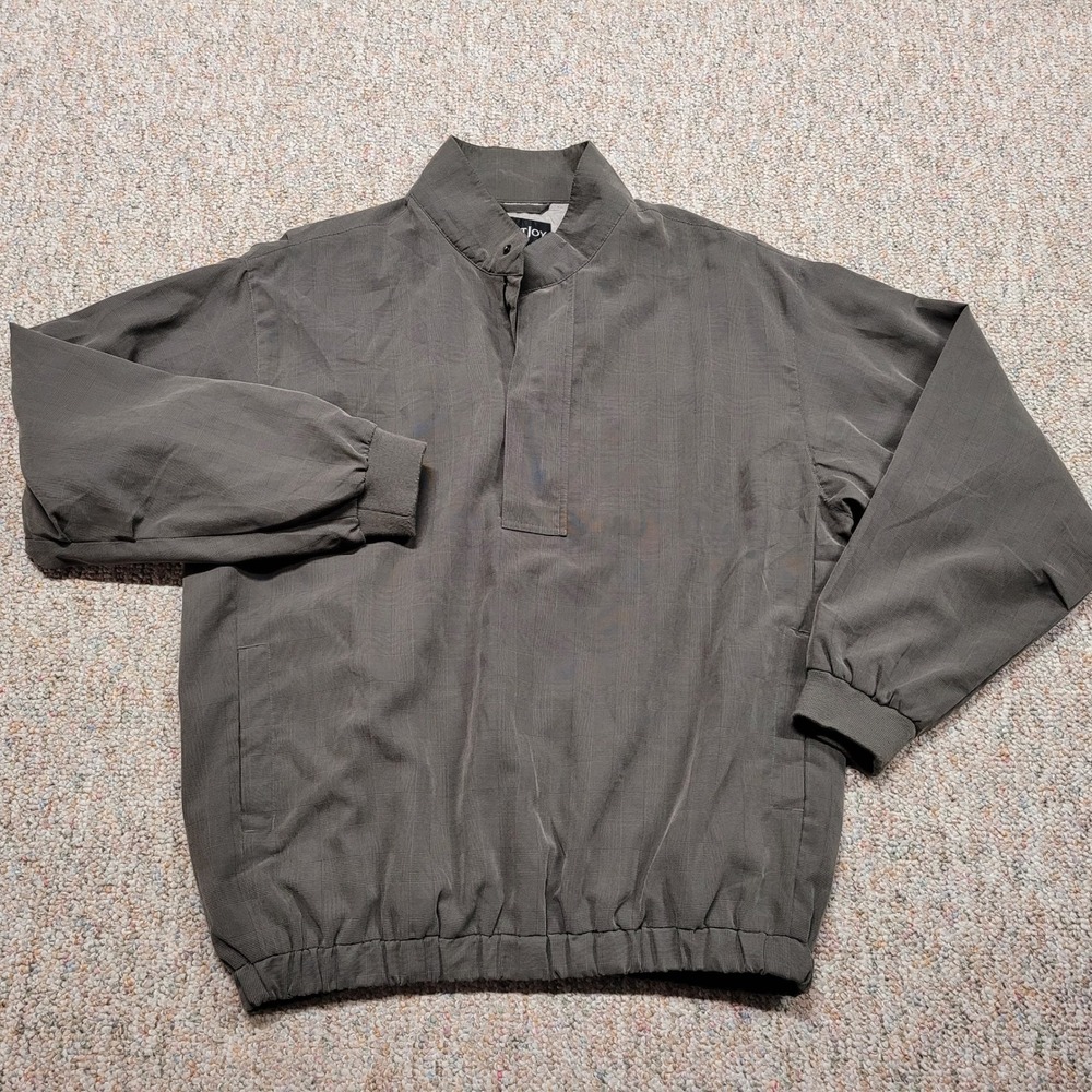 FootJoy Golf Windshirt Mens Large Gray Plaid Pullover Windbreaker Mock Neck